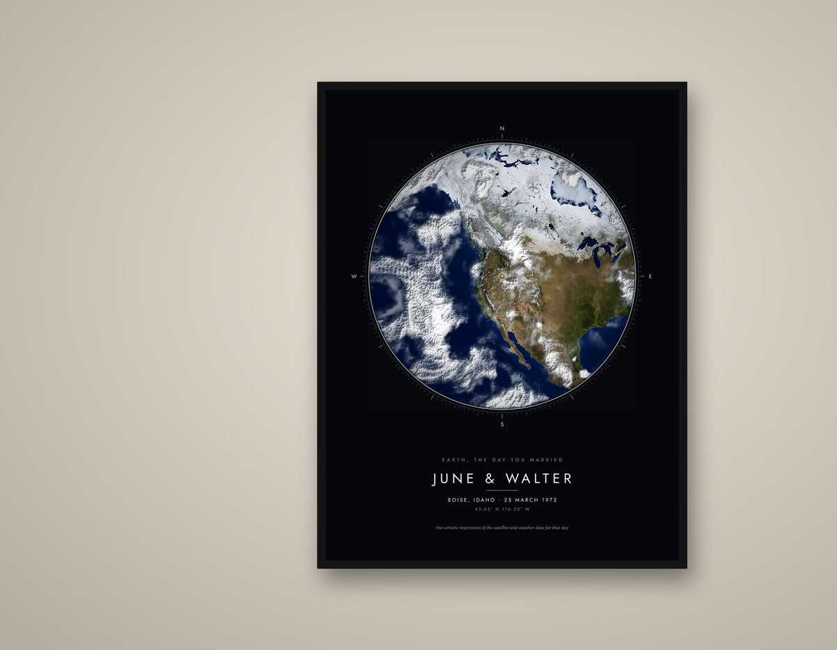 Earth on an anniversary, framed print - Boise, Idaho, March 1972