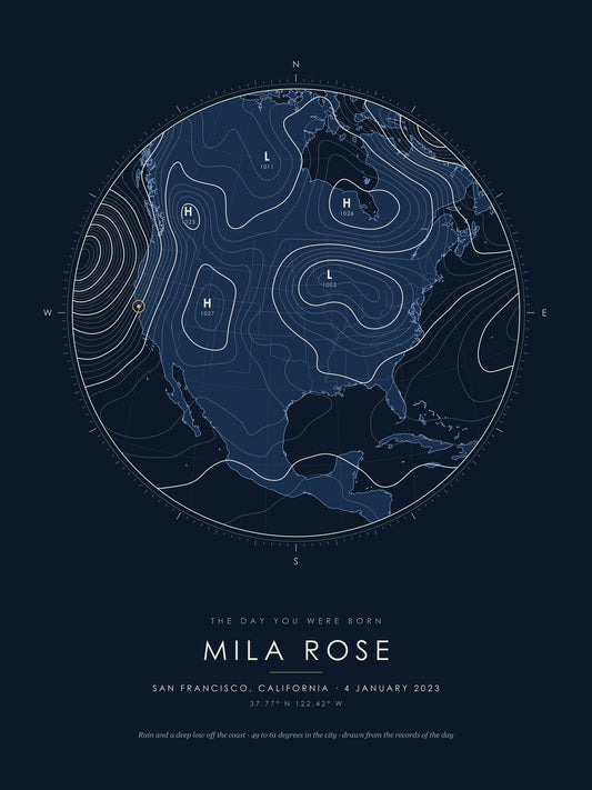 The Weather The Day You Were Born - sample print, San Francisco 4 January 2023